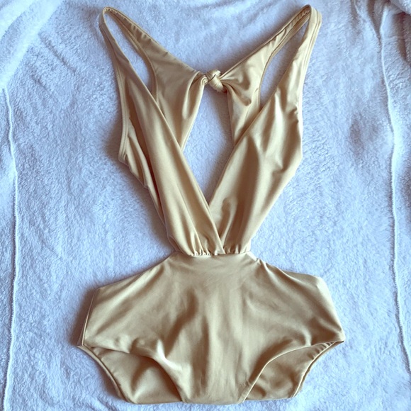 ⚡️Sale⚡️Gold Deep V ASOS Tie back Swimsuit - Picture 5 of 8